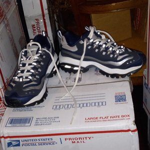 👟 Skechers Sport Athletic Shoes Navy Grey White Sparkly Silver